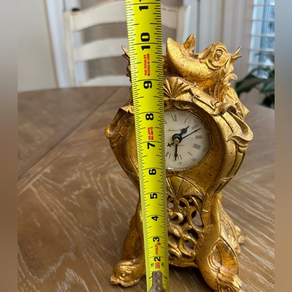 Richard Ward Winchester Gold finish Ornate Fish Design mantle Clock